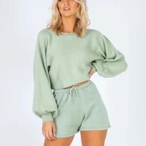 Princess Polly small/medium rolled neck, crop sage green‎ sweater